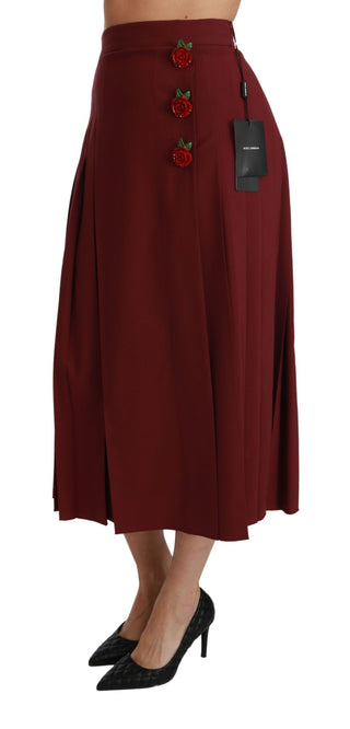 Elegant Red High Waist Virgin Wool Skirt - Luxury for You