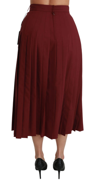 Elegant Red High Waist Virgin Wool Skirt - Luxury for You