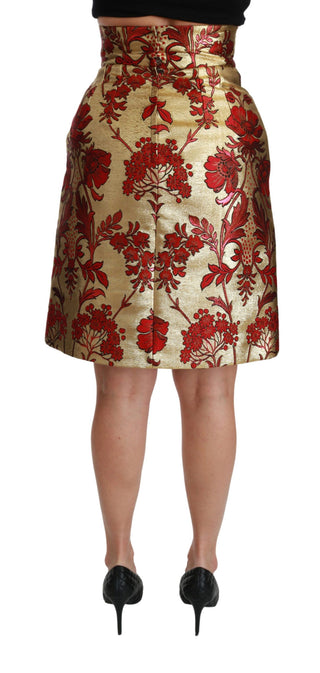 Opulent Gold Floral Jacquard Skirt - Luxury for You