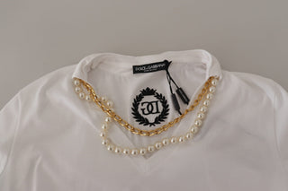 Stunning V-neckline Logo Embellished Tee