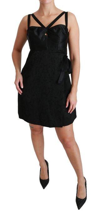 Elegant Black Jacquard Sheath Dress - Luxury for You