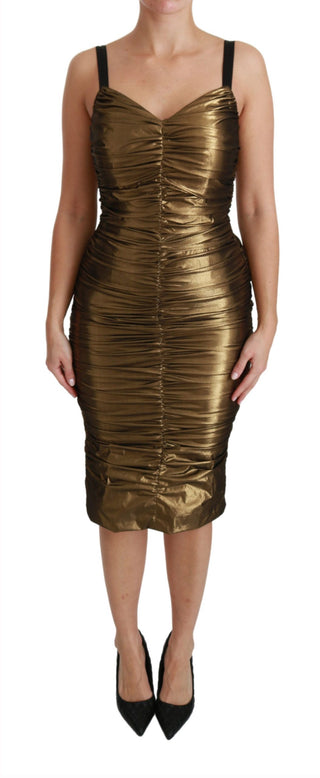 Gold Stretch Lame Ruched Dress - Luxury for You