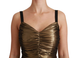 Gold Stretch Lame Ruched Dress - Luxury for You