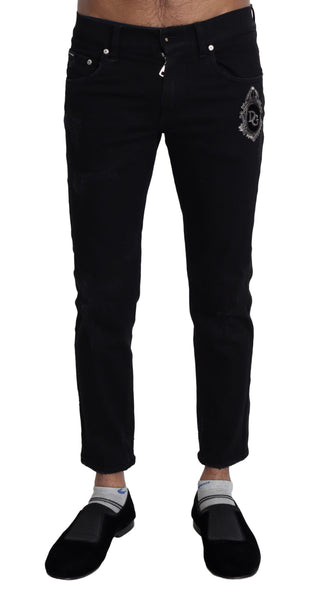 Elegant Skinny Black Jeans With Embroidery - Luxury for You