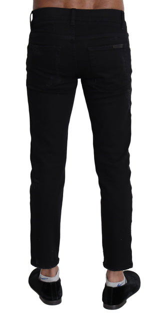 Elegant Skinny Black Jeans With Embroidery - Luxury for You