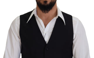 Elegant Black Single-breasted Dress Vest