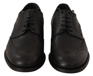 Elegant Black Leather Derby Wingtip Shoes - Luxury for You