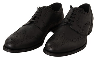 Elegant Black Leather Derby Wingtip Shoes - Luxury for You