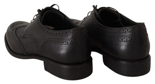 Elegant Black Leather Derby Wingtip Shoes - Luxury for You