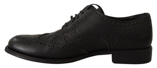 Elegant Black Leather Derby Wingtip Shoes - Luxury for You