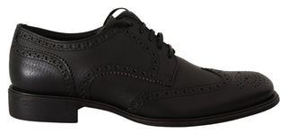 Elegant Black Leather Derby Wingtip Shoes - Luxury for You