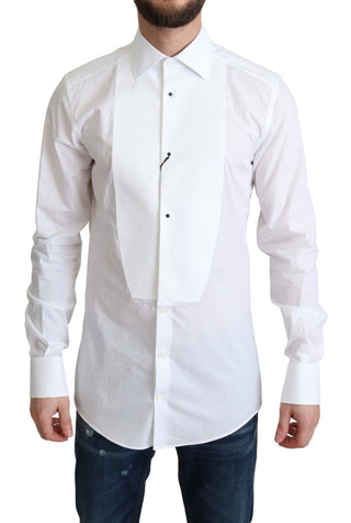 Elegant White Cotton Bib Dress Shirt - Luxury for You