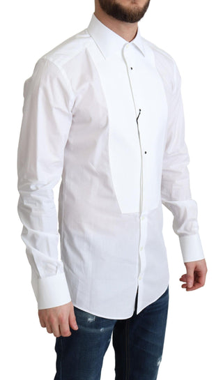 Elegant White Cotton Bib Dress Shirt - Luxury for You