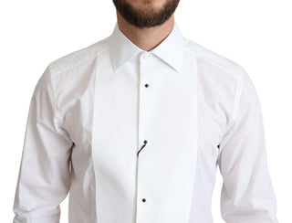 Elegant White Cotton Bib Dress Shirt - Luxury for You