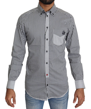 Elegant Black & White Checkered Gold Casual Shirt - Luxury for You