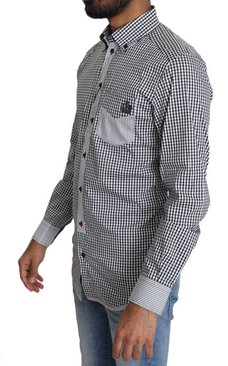 Elegant Black & White Checkered Gold Casual Shirt - Luxury for You