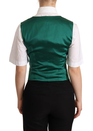 Elegant Green Silk Blend Waistcoat - Luxury for You