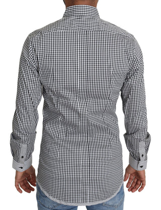 Elegant Black & White Checkered Gold Casual Shirt - Luxury for You