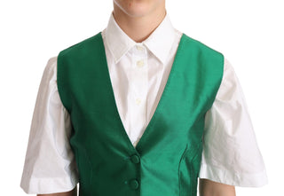 Elegant Green Silk Blend Waistcoat - Luxury for You