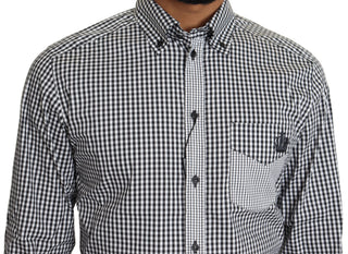 Elegant Black & White Checkered Gold Casual Shirt - Luxury for You