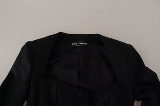 Sleek Black Snap Jacket With Silk Lining