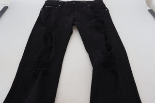 Svelte Black Tattered Slim Fit Denim