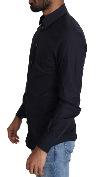 Navy Blue Slim Fit Gold Series Dress Shirt - Luxury for You