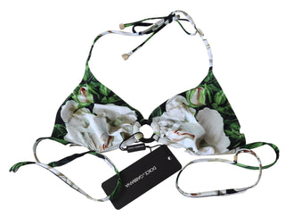 Floral Print Bikini Top With Logo Clasp - Luxury for You