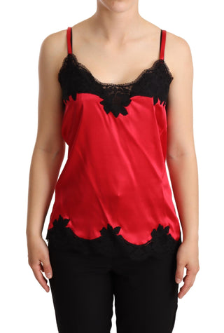 Enchanting Red Silk Blend Lace Camisole - Luxury for You