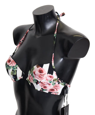 Chic Rose Print Bikini Top For Elegant Beach Days - Luxury for You