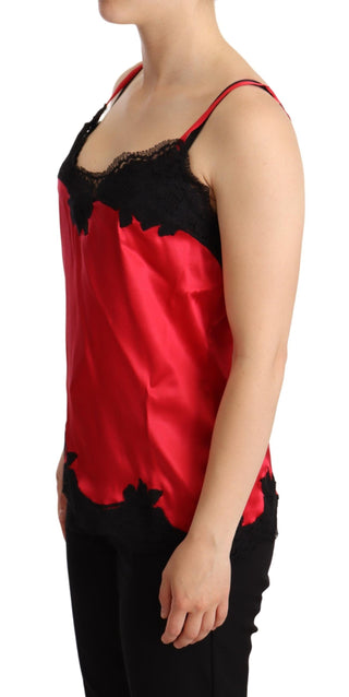 Enchanting Red Silk Blend Lace Camisole - Luxury for You