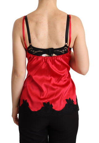 Enchanting Red Silk Blend Lace Camisole - Luxury for You