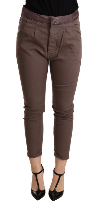 Chic Brown Skinny Mid Waist Cropped Pants - Luxury for You