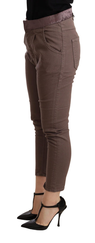 Chic Brown Skinny Mid Waist Cropped Pants - Luxury for You