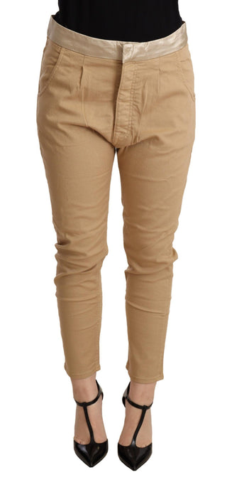 Beige Mid Waist Slim Fit Skinny Pants - Luxury for You