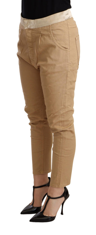 Beige Mid Waist Slim Fit Skinny Pants - Luxury for You