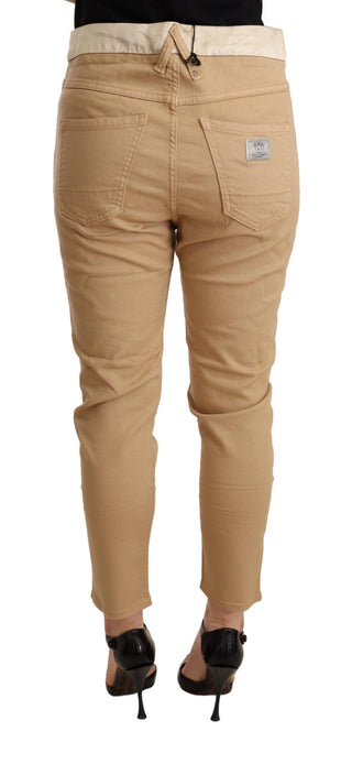 Beige Mid Waist Slim Fit Skinny Pants - Luxury for You