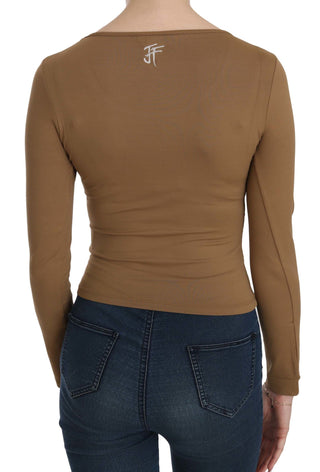 Elegant Brown Fitted Blouse For Sophisticated Evenings - Luxury for You