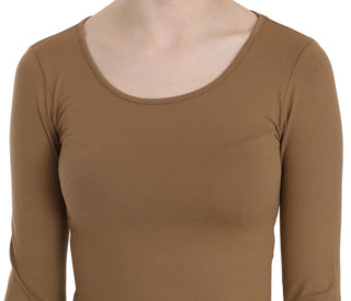 Elegant Brown Fitted Blouse For Sophisticated Evenings - Luxury for You