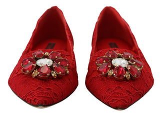 Red Crystal-embellished Flats