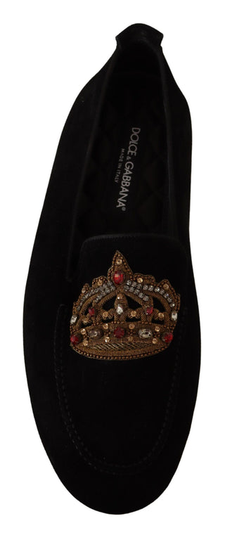 Elegant Black Leather Loafer Slides With Gold Embroidery - Luxury for You