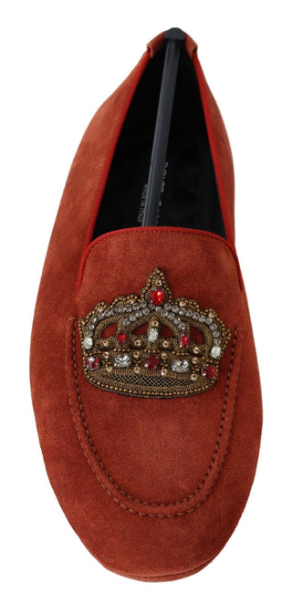 Opulent Orange Leather Loafers With Gold Embroidery - Luxury for You