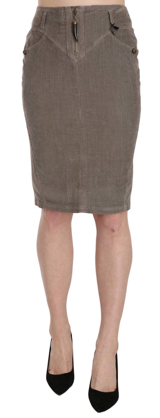 Chic Gray Pencil Skirt With Logo Details - Luxury for You