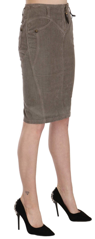 Chic Gray Pencil Skirt With Logo Details - Luxury for You