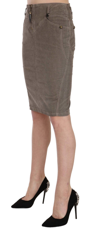 Chic Gray Pencil Skirt With Logo Details - Luxury for You