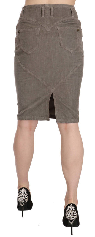 Chic Gray Pencil Skirt With Logo Details - Luxury for You