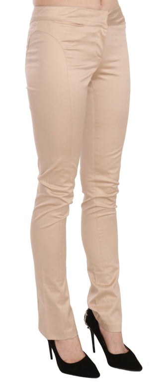 Elegant Cream Low Waist Skinny Trousers - Luxury for You