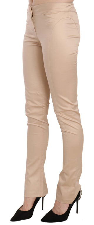 Elegant Cream Low Waist Skinny Trousers - Luxury for You