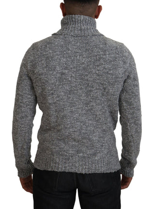 Elegant Gray Wool-blend Turtleneck Sweater