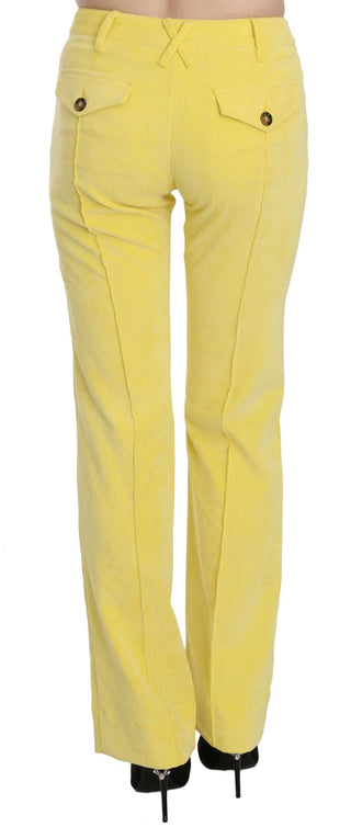 Chic Yellow Corduroy Mid Waist Pants - Luxury for You